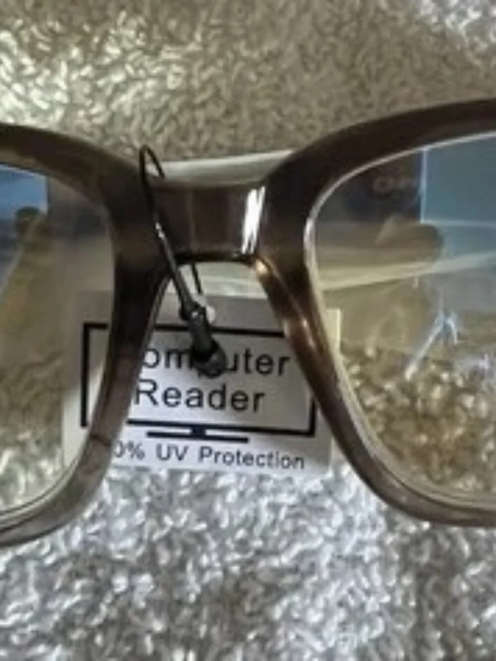 JOY MANGANO Tan Brown Gradient Crystal Wayfarer Blue-Light Reading Glasses +3.50